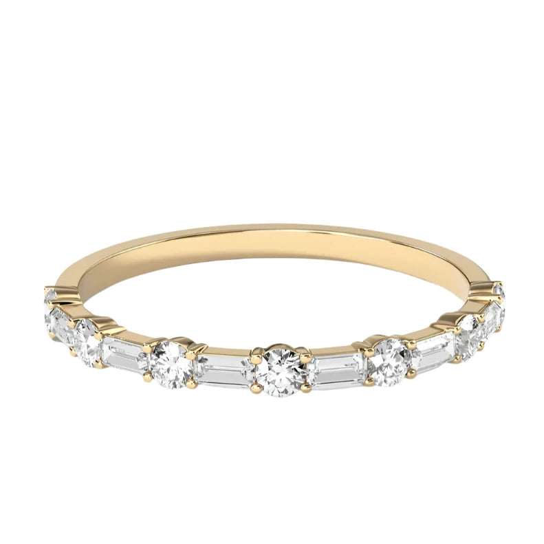 Lab Grown Petite Alternating Baguette & Round Diamond Band